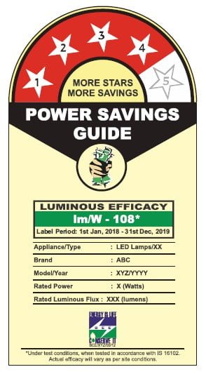 BEE LED lights star rating label